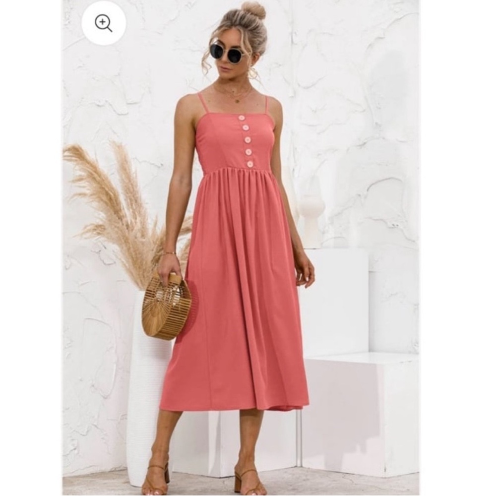 Pink Lily New Beginnings Terracotta Smocked Midi Dress
